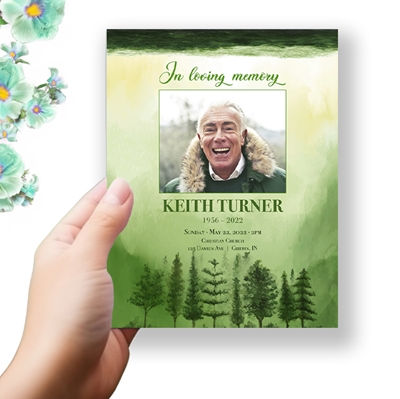Show details for Green Scenery Watercolor Funeral Program 