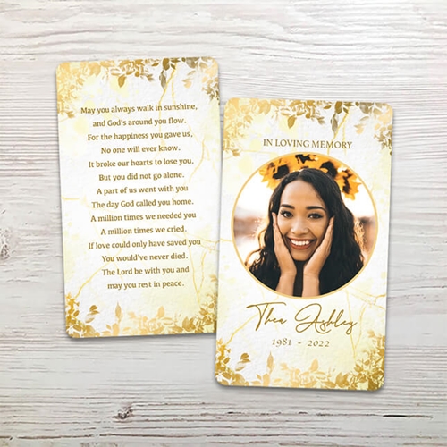 Picture of Gold Leaves Memorial Card
