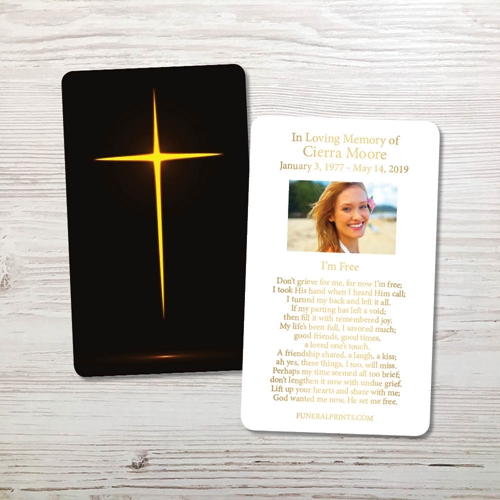 Picture of Glowing Cross Gold Foil Memorial Card