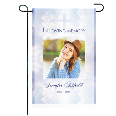 Show details for Cross in Clouds Garden Flag