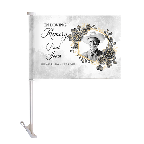 Show details for Black Gold Floral Car Flag