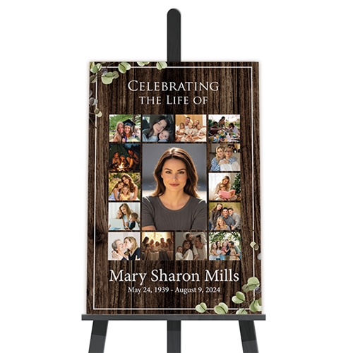 Show details for Rustic Brown Collage Funeral Poster