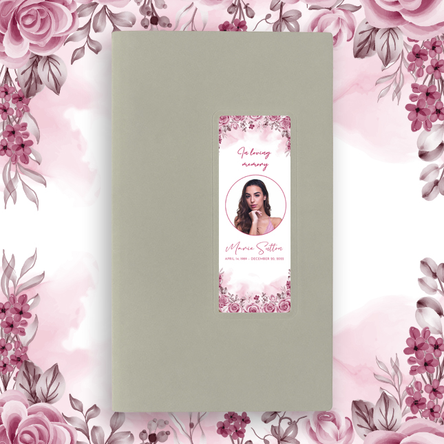 Show details for Pink Floral Border Guest Book - Gray