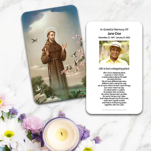 Show details for St. Francis 3 Large Memorial Card (3" x 4.75")