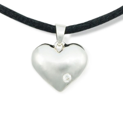 Show details for Sparkling Heart Cremation Pendant - Sterling Silver