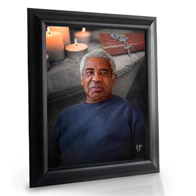 Show details for Framed Memorial Portrait - Concrete Alter Lifescape Background