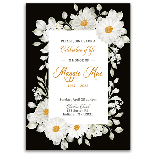 Show details for White Floral Invitation